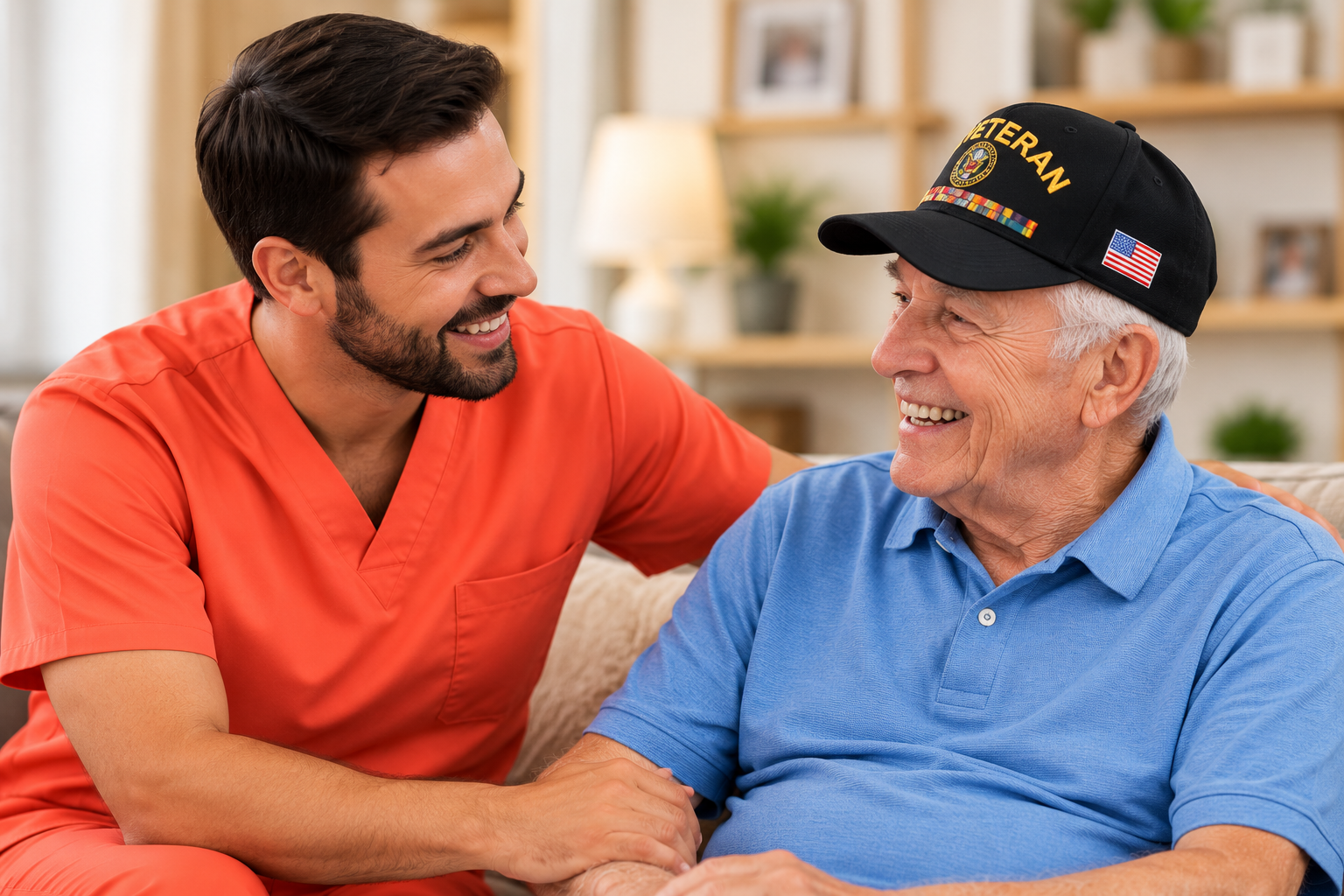 Above Best Care caregiver visiting a veteran at home in Virginia Beach